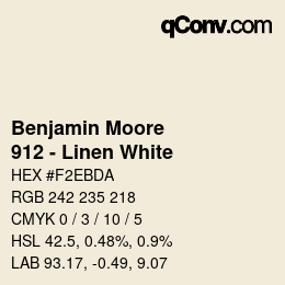 Code couleur: Benjamin Moore - 912 - Linen White | qconv.com