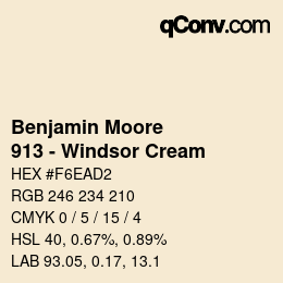 Color code: Benjamin Moore - 913 - Windsor Cream | qconv.com