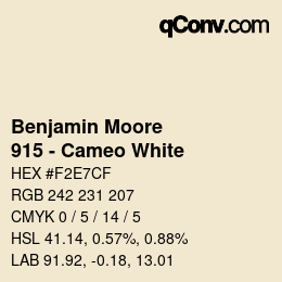 Color code: Benjamin Moore - 915 - Cameo White | qconv.com