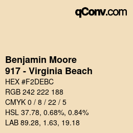 Código de color: Benjamin Moore - 917 - Virginia Beach | qconv.com