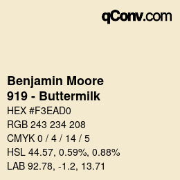 Color code: Benjamin Moore - 919 - Buttermilk | qconv.com