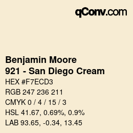 Code couleur: Benjamin Moore - 921 - San Diego Cream | qconv.com