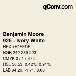 Farbcode: Benjamin Moore - 925 - Ivory White | qconv.com