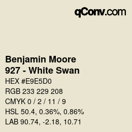 Color code: Benjamin Moore - 927 - White Swan | qconv.com