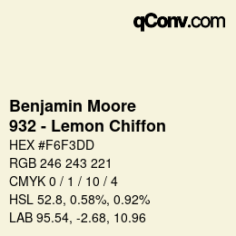 颜色代码: Benjamin Moore - 932 - Lemon Chiffon | qconv.com