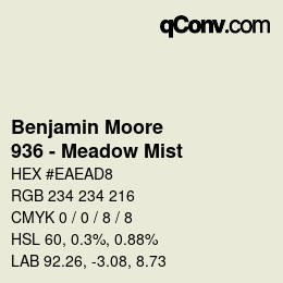Color code: Benjamin Moore - 936 - Meadow Mist | qconv.com