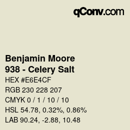 Color code: Benjamin Moore - 938 - Celery Salt | qconv.com