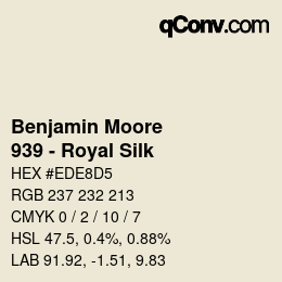 Color code: Benjamin Moore - 939 - Royal Silk | qconv.com