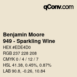 颜色代码: Benjamin Moore - 949 - Sparkling Wine | qconv.com