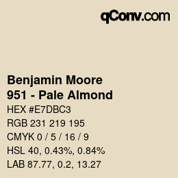 Color code: Benjamin Moore - 951 - Pale Almond | qconv.com