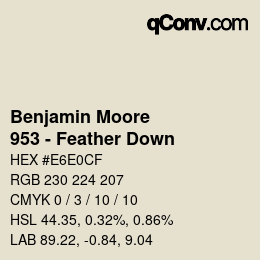 Código de color: Benjamin Moore - 953 - Feather Down | qconv.com