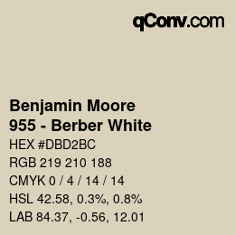 Color code: Benjamin Moore - 955 - Berber White | qconv.com