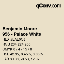 Color code: Benjamin Moore - 956 - Palace White | qconv.com