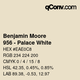 Código de color: Benjamin Moore - 956 - Palace White | qconv.com