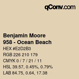 Código de color: Benjamin Moore - 958 - Ocean Beach | qconv.com