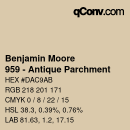 Color code: Benjamin Moore - 959 - Antique Parchment | qconv.com