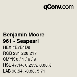 Color code: Benjamin Moore - 961 - Seapearl | qconv.com