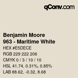 Code couleur: Benjamin Moore - 963 - Maritime White | qconv.com