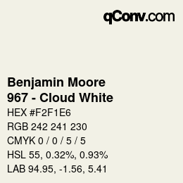 Farbcode: Benjamin Moore - 967 - Cloud White | qconv.com