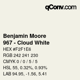 Código de color: Benjamin Moore - 967 - Cloud White | qconv.com