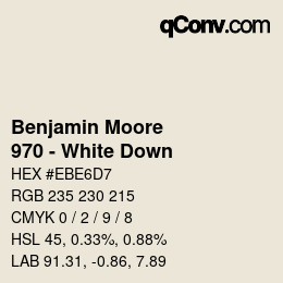 Code couleur: Benjamin Moore - 970 - White Down | qconv.com