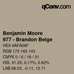 Farbcode: Benjamin Moore - 977 - Brandon Beige | qconv.com