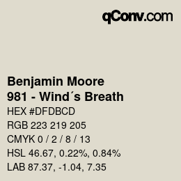 Farbcode: Benjamin Moore - 981 - Wind´s Breath | qconv.com