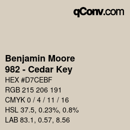 Código de color: Benjamin Moore - 982 - Cedar Key | qconv.com