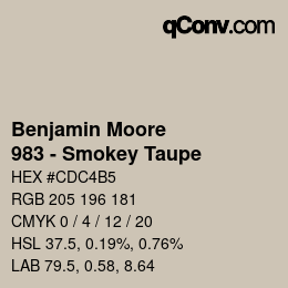 Código de color: Benjamin Moore - 983 - Smokey Taupe | qconv.com