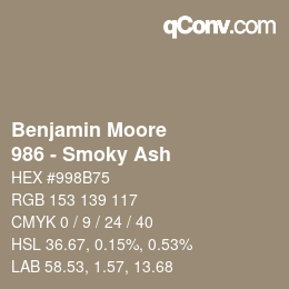 Color code: Benjamin Moore - 986 - Smoky Ash | qconv.com