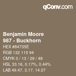 カラーコード: Benjamin Moore - 987 - Buckhorn | qconv.com