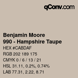 Color code: Benjamin Moore - 990 - Hampshire Taupe | qconv.com