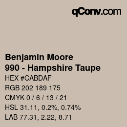 Code couleur: Benjamin Moore - 990 - Hampshire Taupe | qconv.com