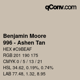 Color code: Benjamin Moore - 996 - Ashen Tan | qconv.com