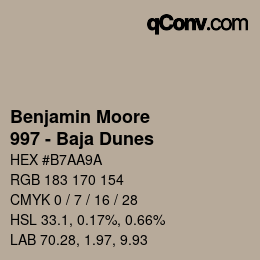 Color code: Benjamin Moore - 997 - Baja Dunes | qconv.com