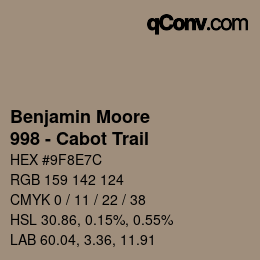 Farbcode: Benjamin Moore - 998 - Cabot Trail | qconv.com