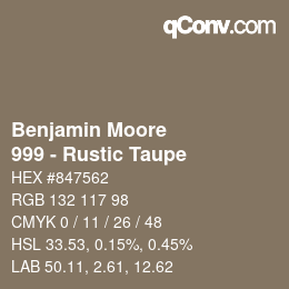 Color code: Benjamin Moore - 999 - Rustic Taupe | qconv.com