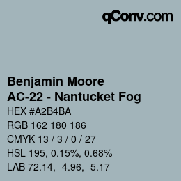 カラーコード: Benjamin Moore - AC-22 - Nantucket Fog | qconv.com