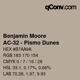颜色代码: Benjamin Moore - AC-32 - Pismo Dunes | qconv.com