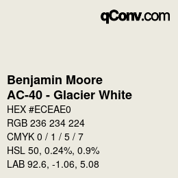 Código de color: Benjamin Moore - AC-40 - Glacier White | qconv.com