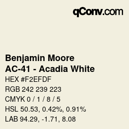 Color code: Benjamin Moore - AC-41 - Acadia White | qconv.com