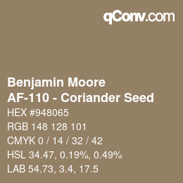 Code couleur: Benjamin Moore - AF-110 - Coriander Seed | qconv.com
