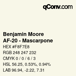 カラーコード: Benjamin Moore - AF-20 - Mascarpone | qconv.com