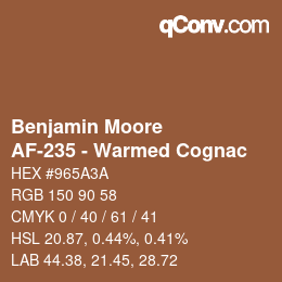 Color code: Benjamin Moore - AF-235 - Warmed Cognac | qconv.com