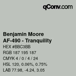 Farbcode: Benjamin Moore - AF-490 - Tranquility | qconv.com