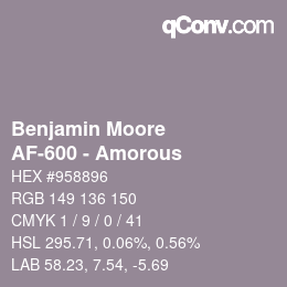颜色代码: Benjamin Moore - AF-600 - Amorous | qconv.com