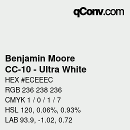 Código de color: Benjamin Moore - CC-10 - Ultra White | qconv.com