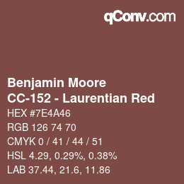 Code couleur: Benjamin Moore - CC-152 - Laurentian Red | qconv.com