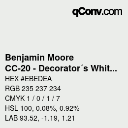 Farbcode: Benjamin Moore - CC-20 - Decorator´s White | qconv.com