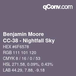 Farbcode: Benjamin Moore - CC-38 - Nightfall Sky | qconv.com